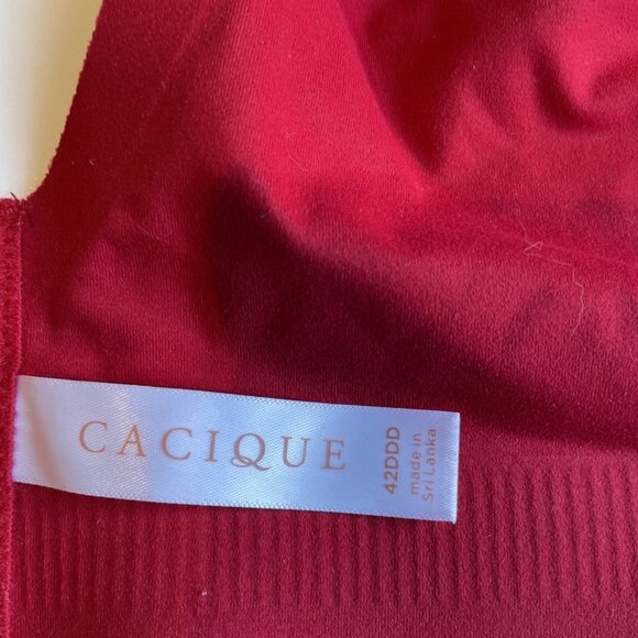 Cacique Lane Bryant Modern Luxe Lightly Lined Balconette Bra Size 42DDD Red - Picture 7 of 9